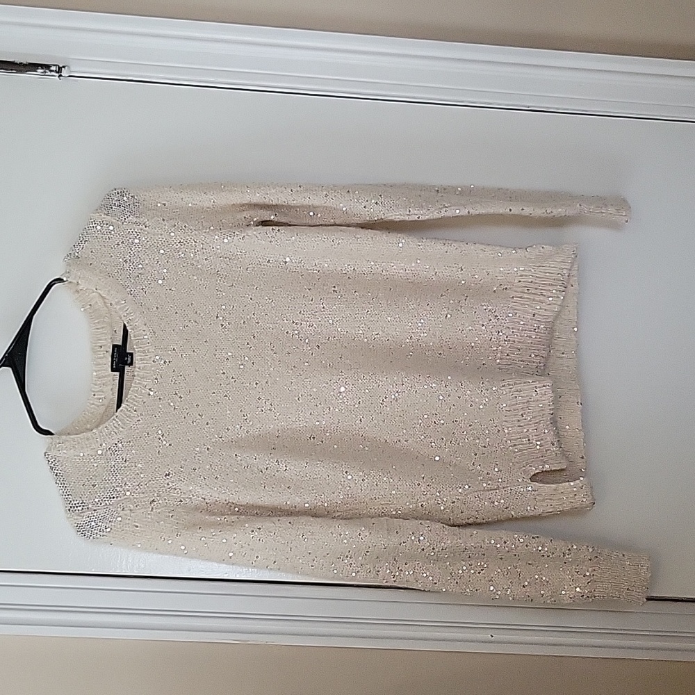 CLEARANCE EUC Ann Taylor Polyester Wool Mohair Blend Sequin Sweater Size S